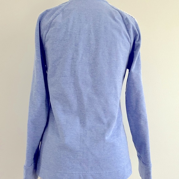 LillyPulitzer 1/2 Zip Blue Pullover Top With White Laced Sleeve Accents Small - Picture 4 of 5